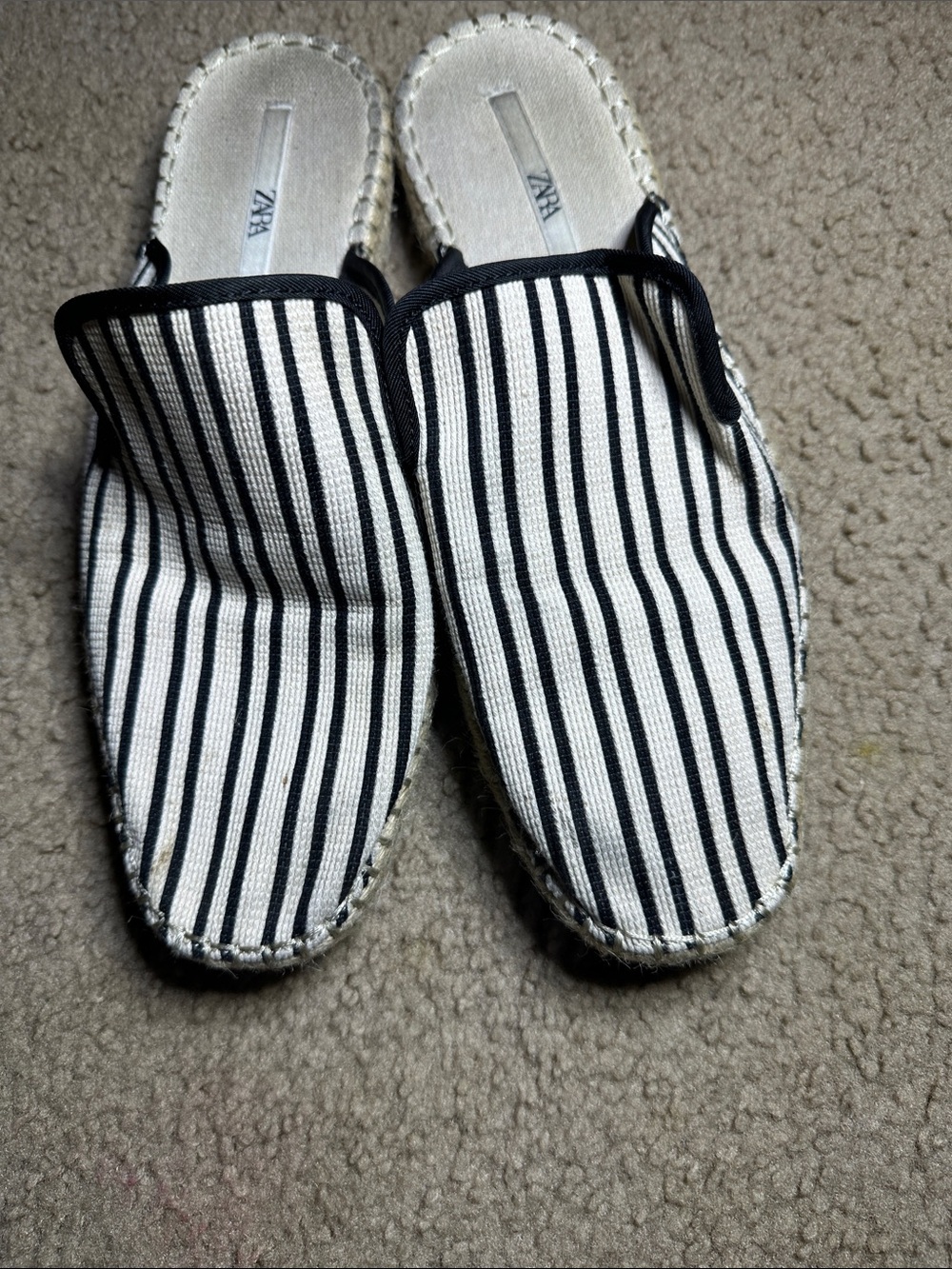 Zara Black and White Striped Espadrille Slip-Ons - Picture 2 of 5